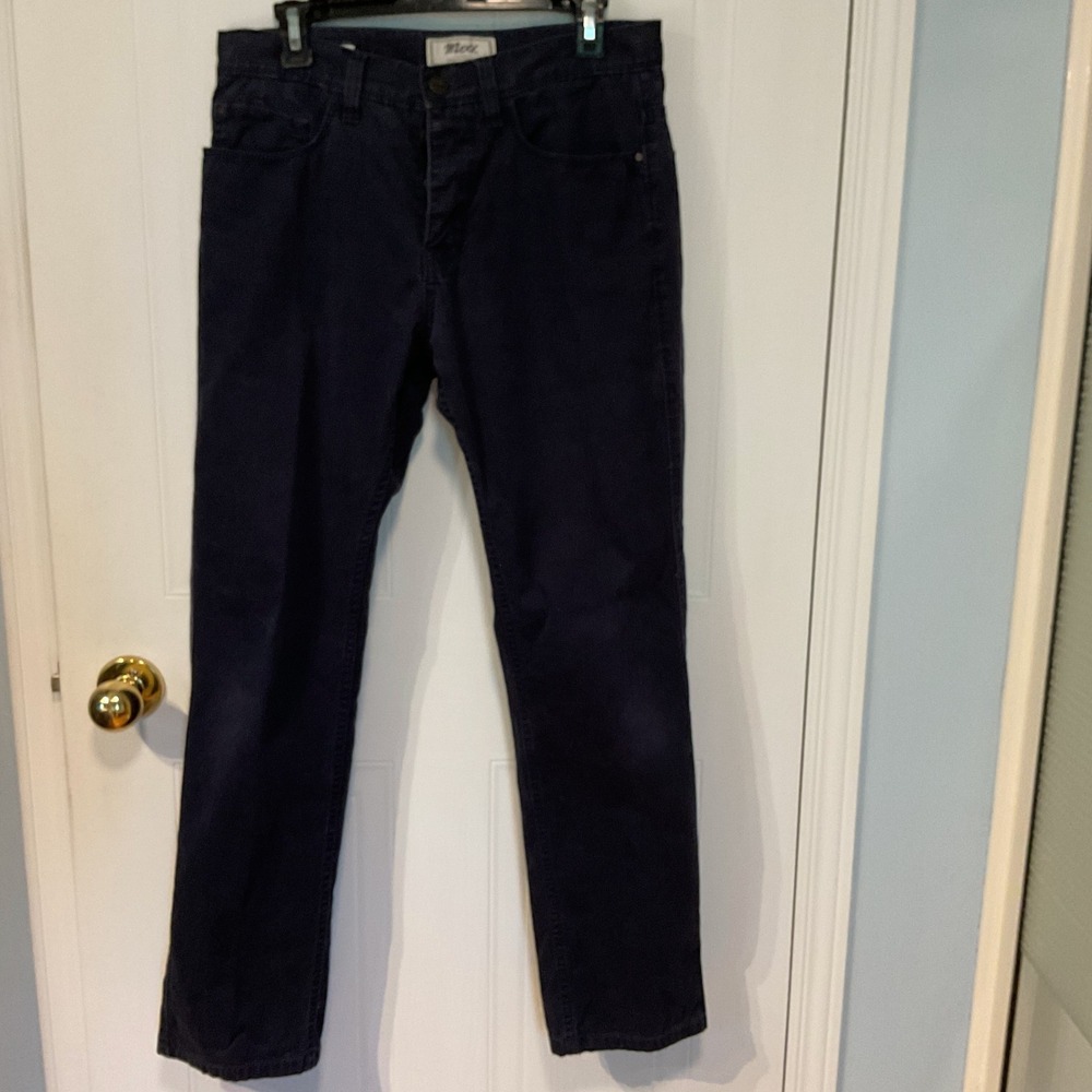 Mexx Regular Fit Trousers Mens 30x34 Navy Blue Excellent Button Fly Chinos